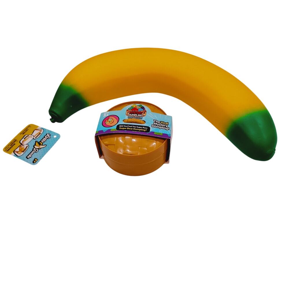NWT Large Squishy Banana Viral Mystery Dumpling Sugar Bear Edit Set